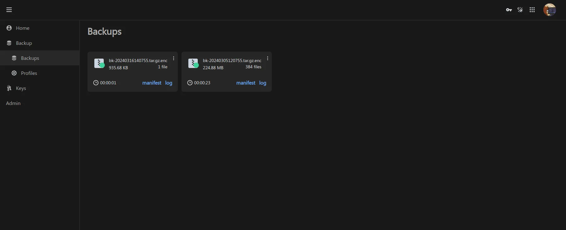 banner showcasing the backup page